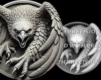 Eagle Attack Depth Map for laser engraving PNG