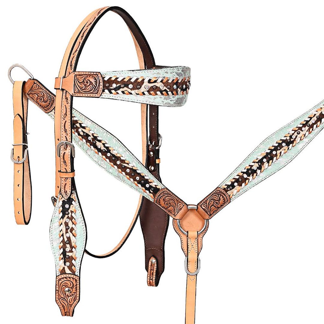 Ensemble Bride Et Collier De Poitrine HILASON Cuir Noir - Taille Cheval
