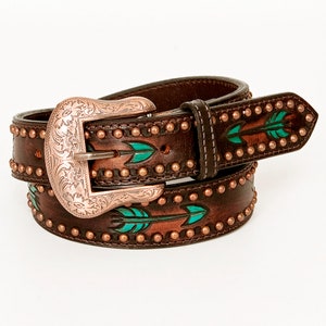 Beautifully Hand Crafted In Genuine Western Leather Men And Women Brown Belt With Hand Painted Work, Hand Carved Tooled Belt . BER149-BT