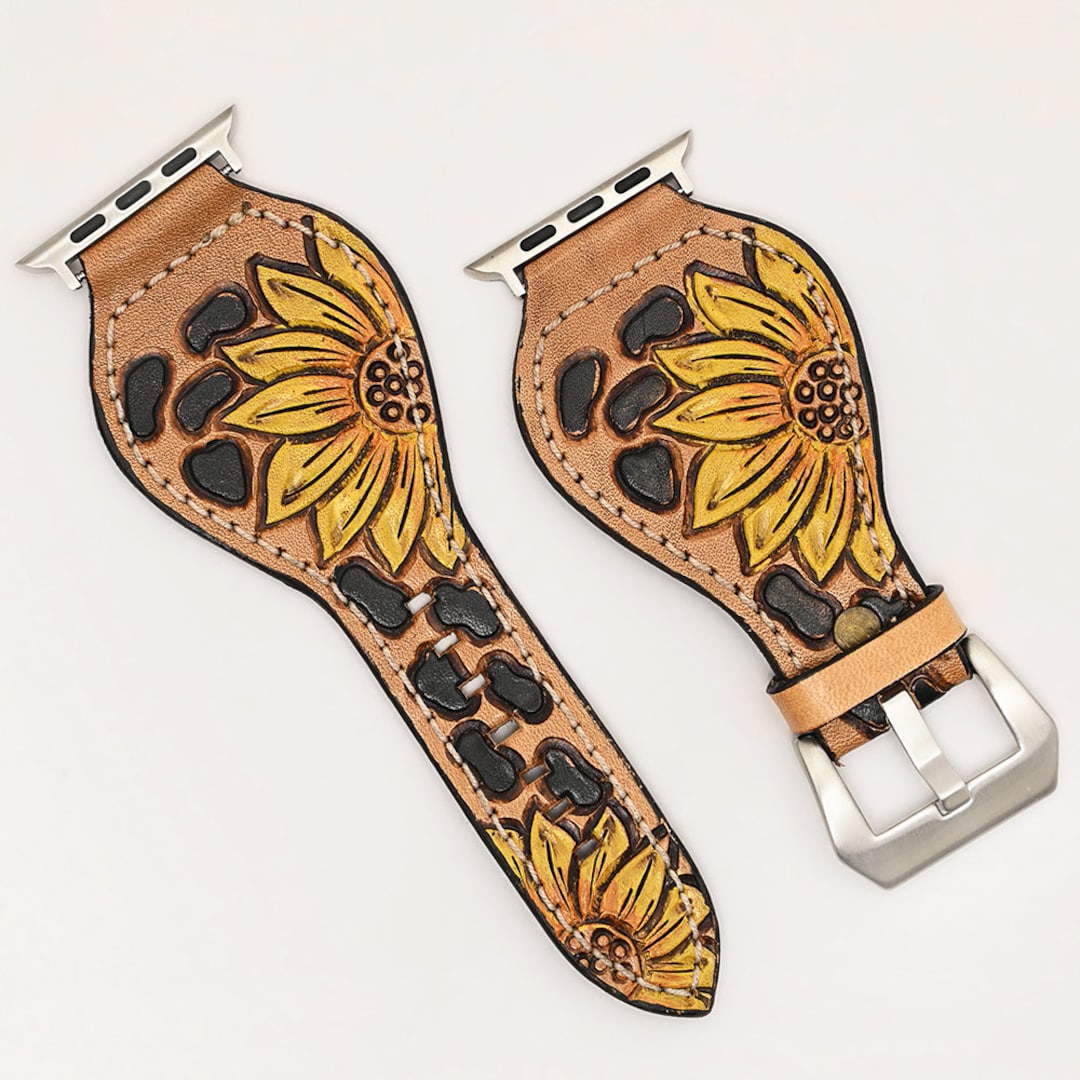 American Man, Women Style Floral Hand Tooled Painted Genuine Leather