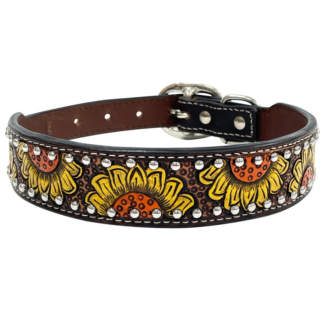 Genuine Leather Dog Collar,girl Dog Collar,hand Painted Dog Collar