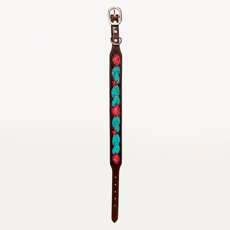 Genuine Leather Dog Collar Girl Dog Collar Hand Carved Etsy