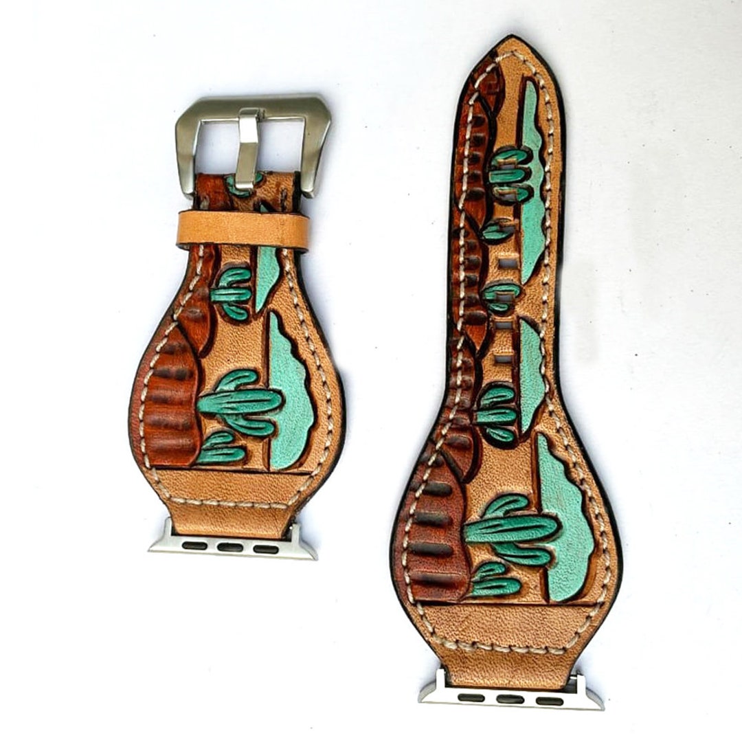 American Man, Women Style Floral Hand Tooled Painted Genuine Leather