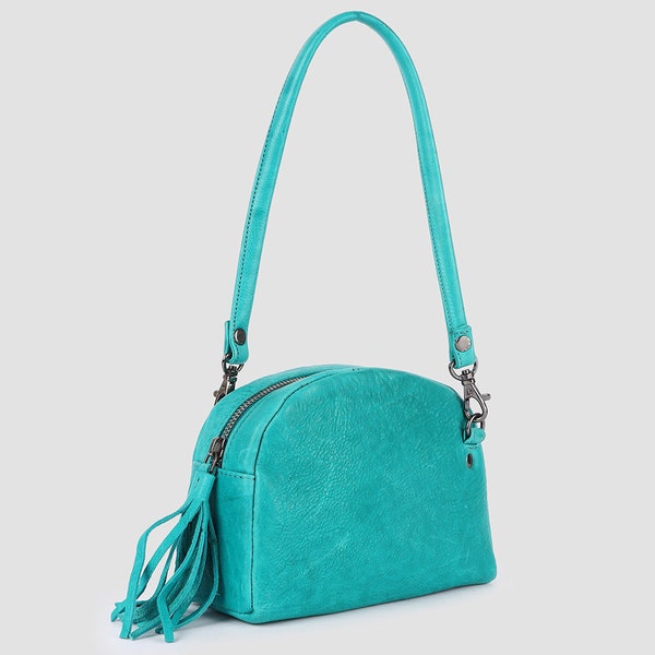 American Beautiful Luxury Shoulder Bag Hand Tooled Genuine Leather Women , Ladies Western Bag Handbag Purse For Gift Turquoise ADBGM387C