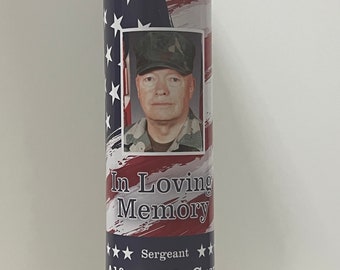 Custom Memorial Prayer Candle (USA Flag) Personalized Candle