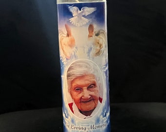 Custom Memorial Prayer Candle with Photo (Stairway to Heaven)