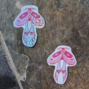 Februar Monatlicher Motten Aufkleber - Pretty in Pink Moth - handgefertigte Aufkleber in limitierter Auflage