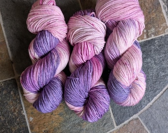 Hand dyed yarn, Lilac Lane, small batch dye