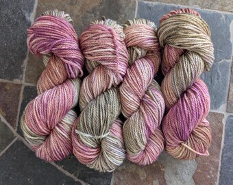 Hand dyed yarn, Dried Roses, small batch dye, seasonal colorway