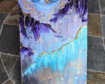 Medusa - Canvas Art Print - Hand embellished - gold metallic - texture - 8x12"