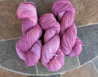 Hand dyed yarn, Amethyst, small batch dye, crystal collection