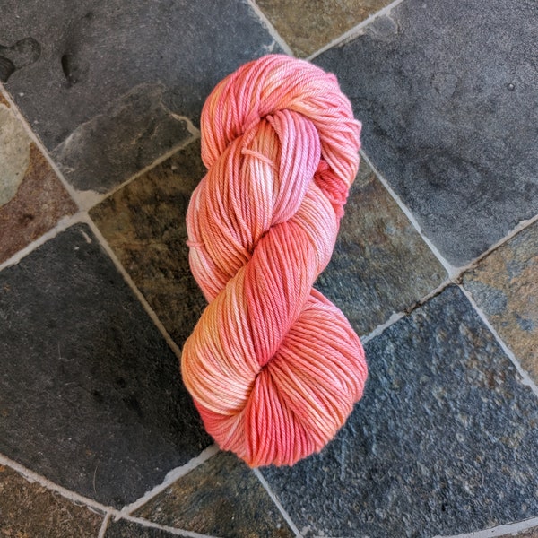 Hand dyed yarn, Peony Petals, OOAK, 100g polworth wool, DK weight