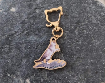 Dinocat "Live ur Dreams" synthetic wood keychain