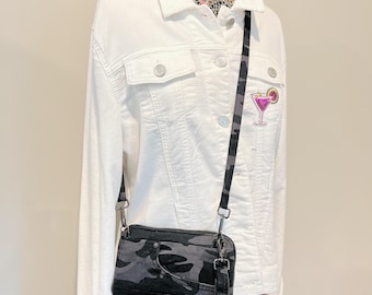 Jean Wallet in Black Camo Levi’s, Wristlet, Clutch, Small Denim Purse, Denim Bag, Denim Pouch, Zipper Coin Pocket