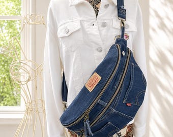 Upcycled Levi’s Medium Sling Bag | Crossbody Bag | Denim Fanny Pack | Handmade Recycled Jean Bag | Festival Bag | One of a Kind Gift