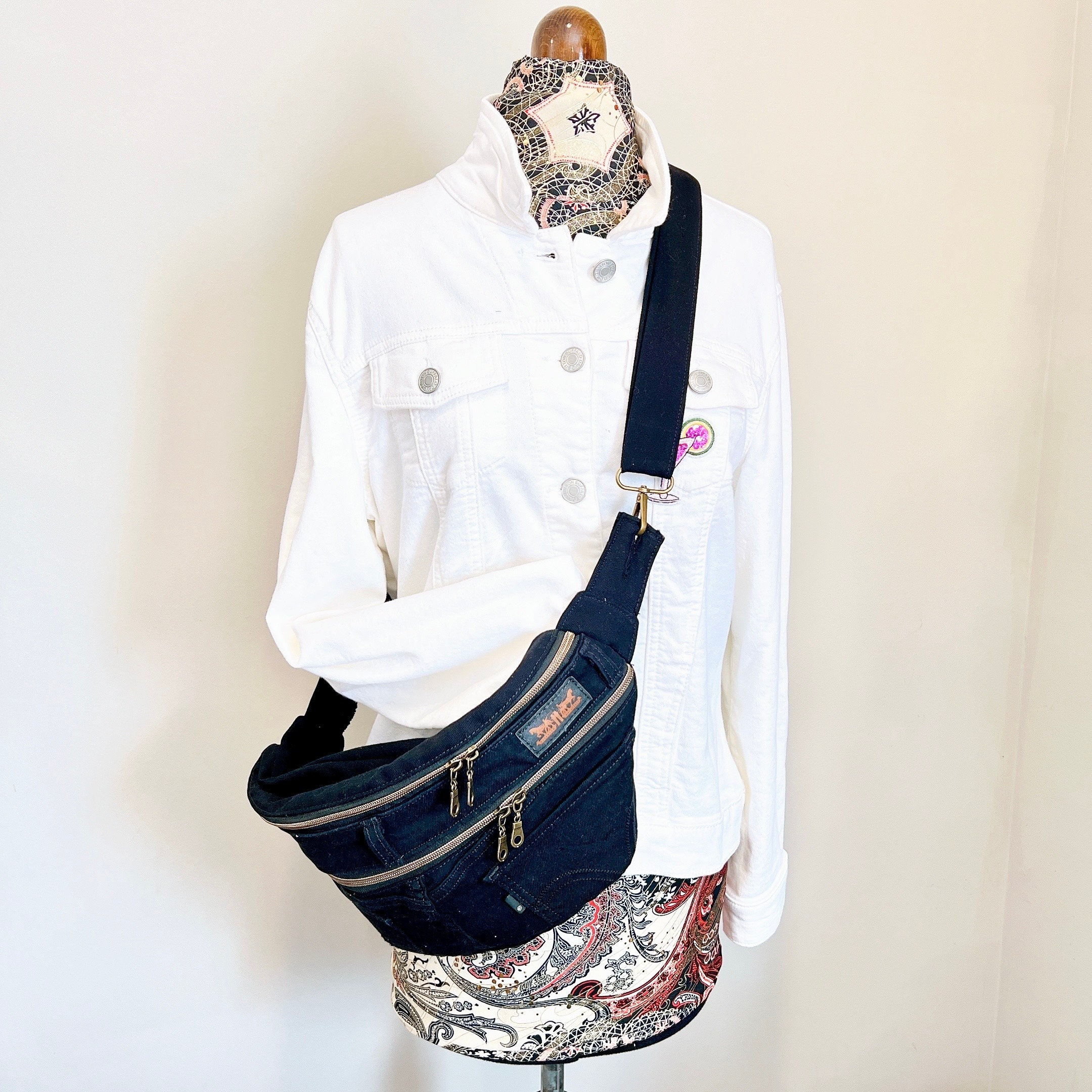 Medium Size Fanny Pack, Highquality, Repurposed From Sturdy Jeans With