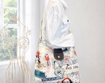 Upcycled Denim Crossbody Bag | Handmade Recycled Jeans Purse | Sustainable Slow Fashion Sling Bag | Eco-Friendly Gift