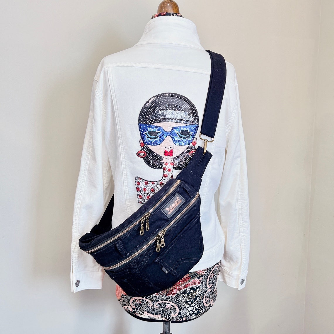 Medium Size Fanny Pack, Highquality, Repurposed From Sturdy Jeans With