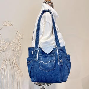 Jean Shopper, Denim Purse, Jean Handbag, Up-cycled Denim Purse, Sustainable Denim Bag For Everyday Use, Vintage Jean Purse, Custom Denim Bag