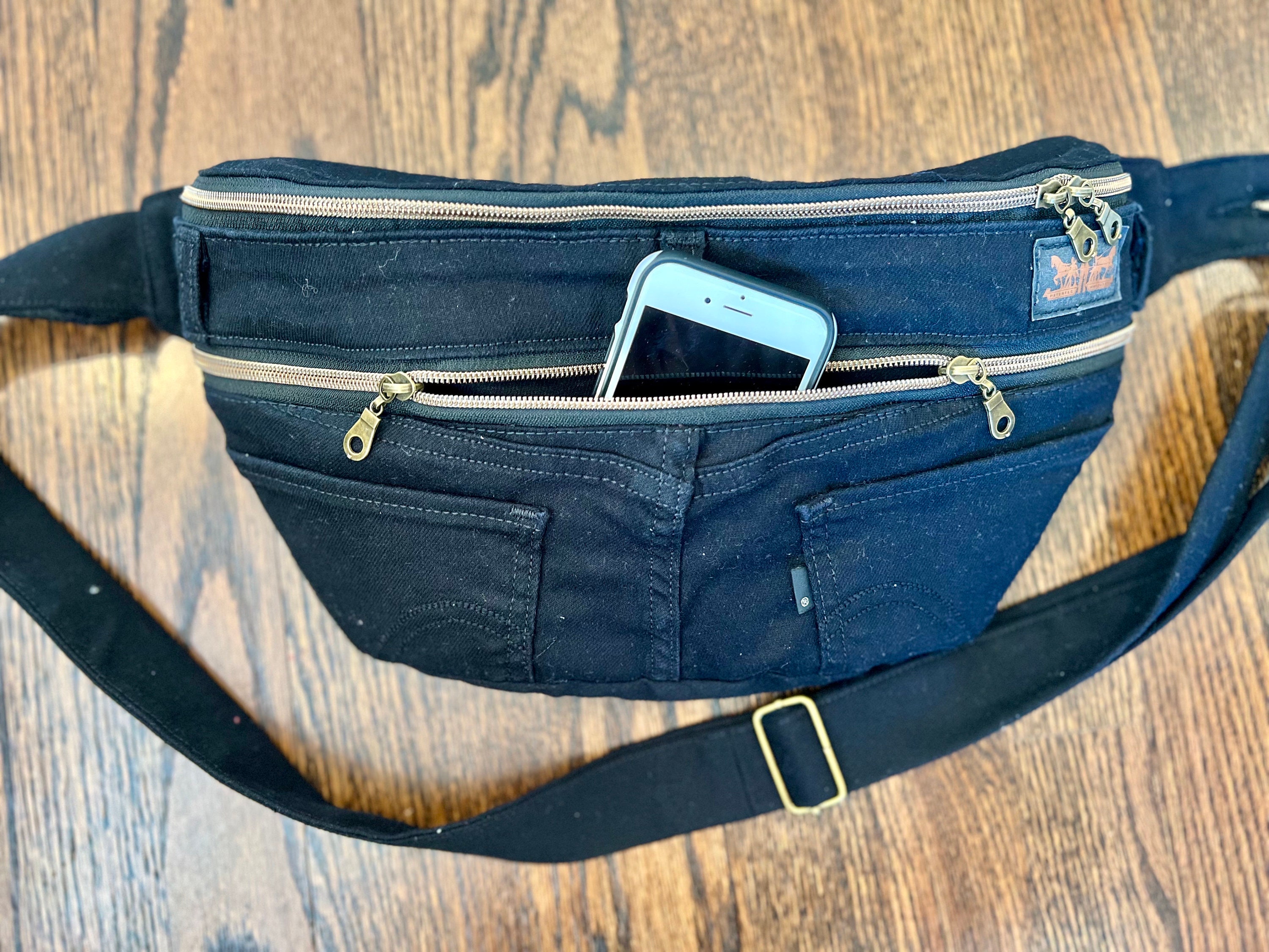 Medium Size Fanny Pack, Highquality, Repurposed From Sturdy Jeans With