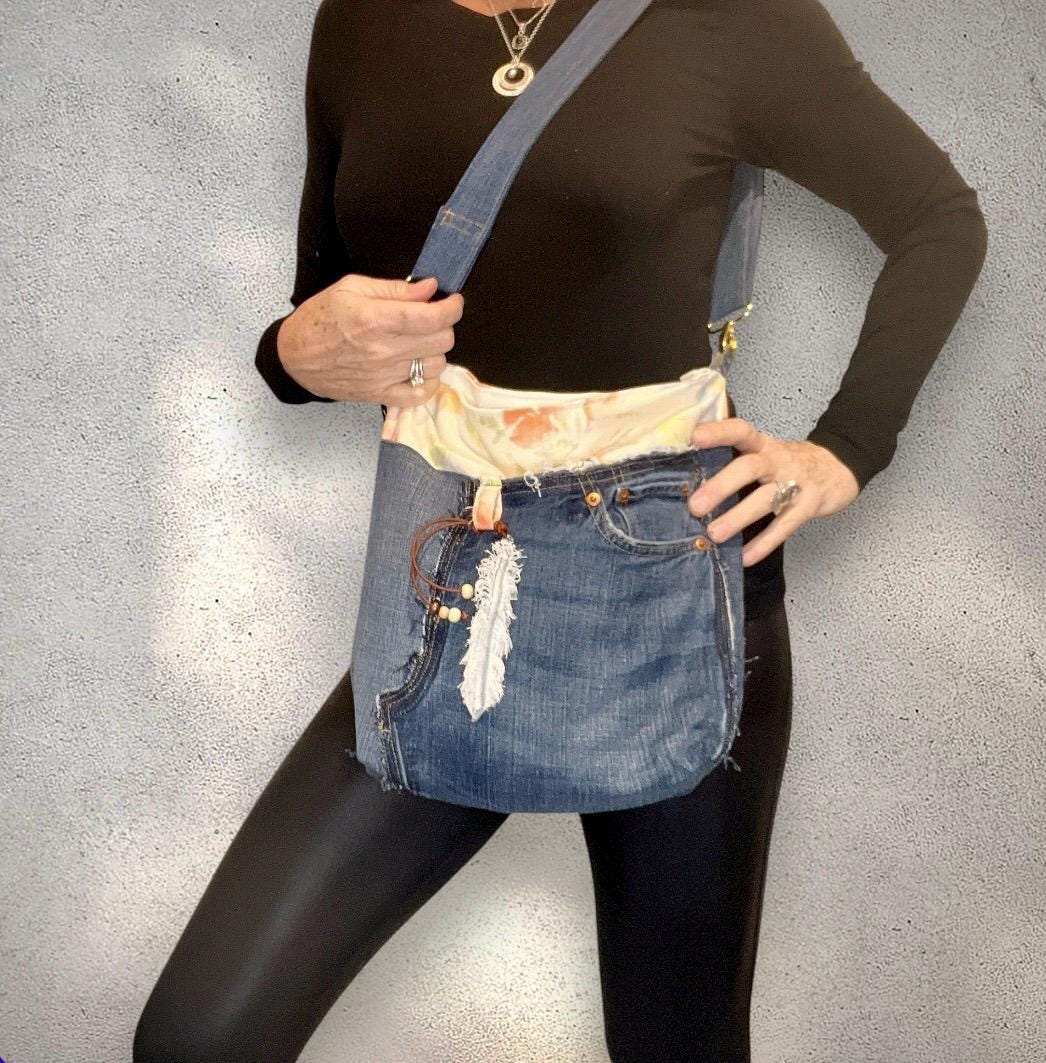 Jean Shoulder Bag, Denim Purse, Small Shopper, Jean Handbag