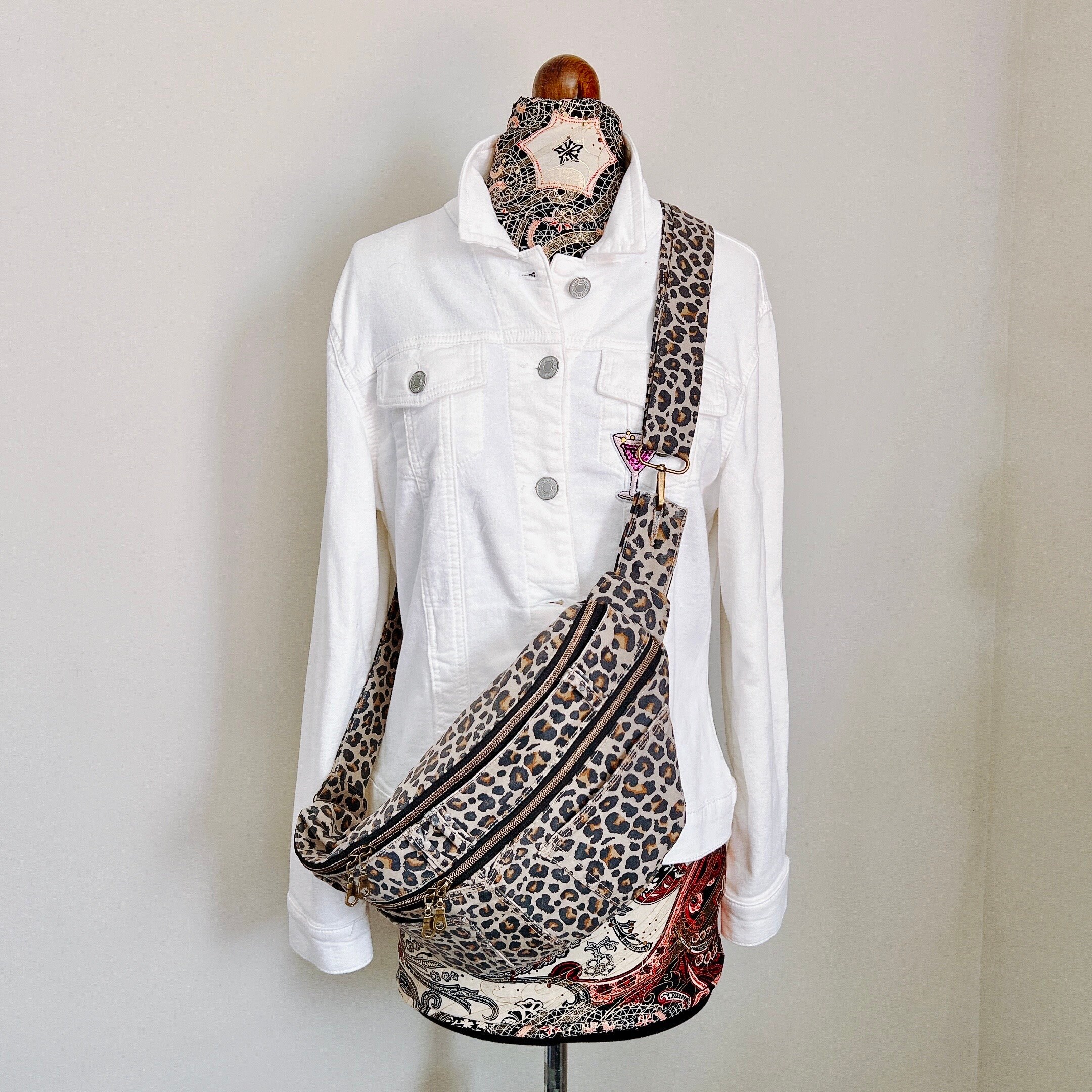 Animal Print Vintage Fanny Pack, Highquality Belt Bag, Repurposed