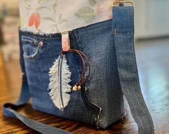 Jean Shoulder Bag, Denim Purse, Small Shopper, Jean Handbag