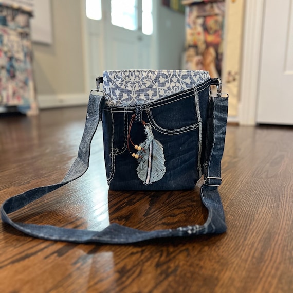 Shoulder Bag, Denim Purse, Jean Crossbody Bag, Vintage