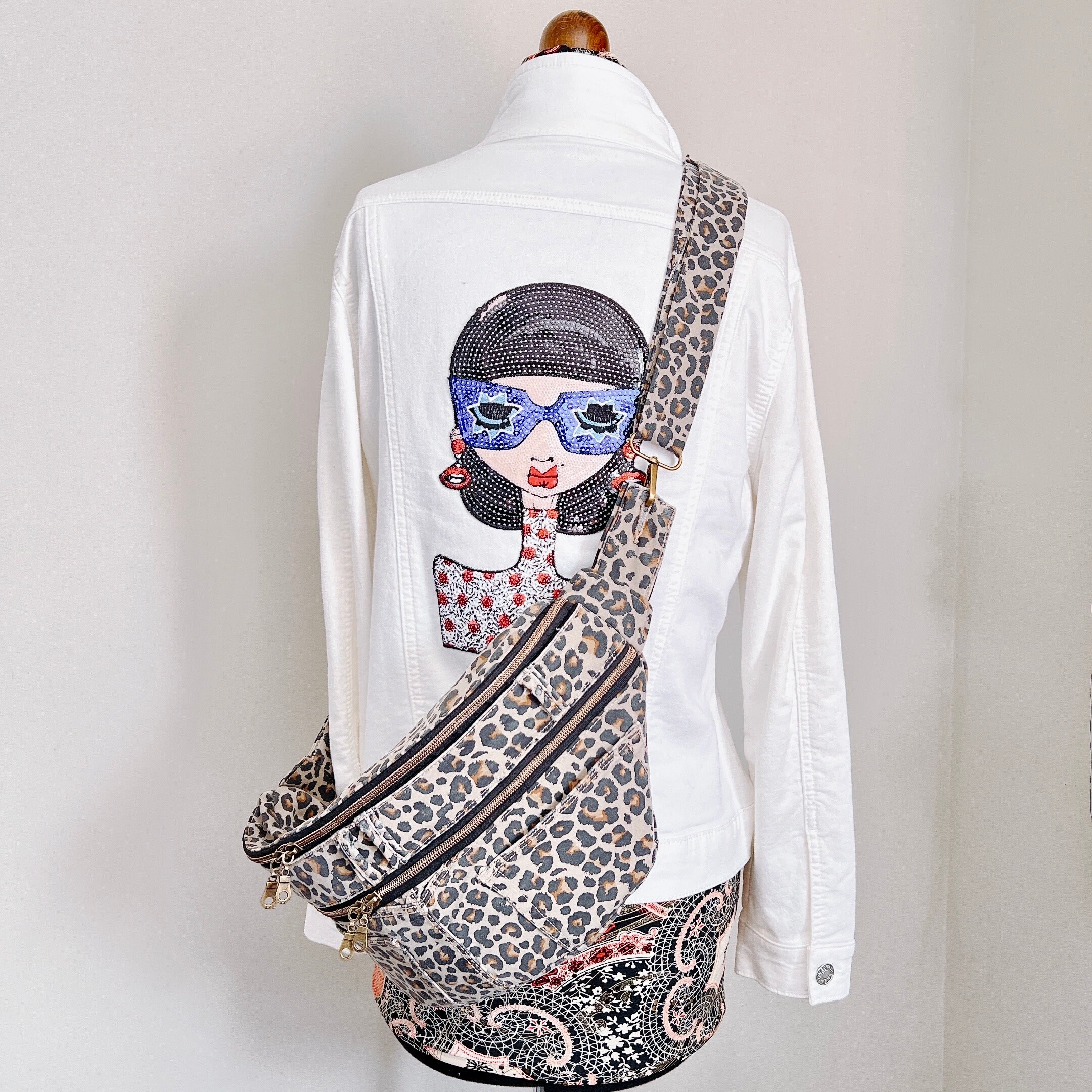 Animal Print Vintage Fanny Pack, Highquality Belt Bag, Repurposed