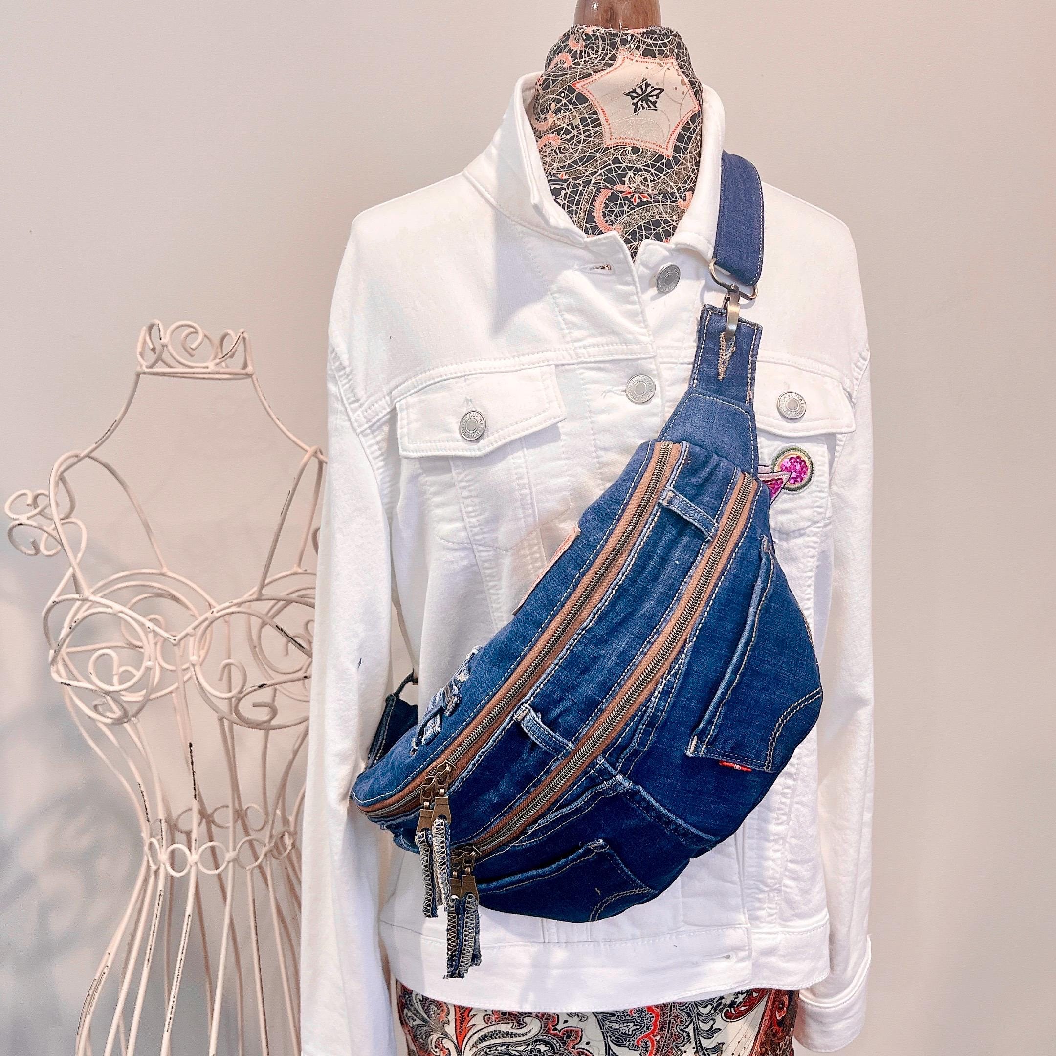 Levi’s Sling Bag, Jean Bum Bag, Fanny Pack, Handmade Waist Bag, upcycled Jean Crossbody Bag, Banana Bag, Size Small