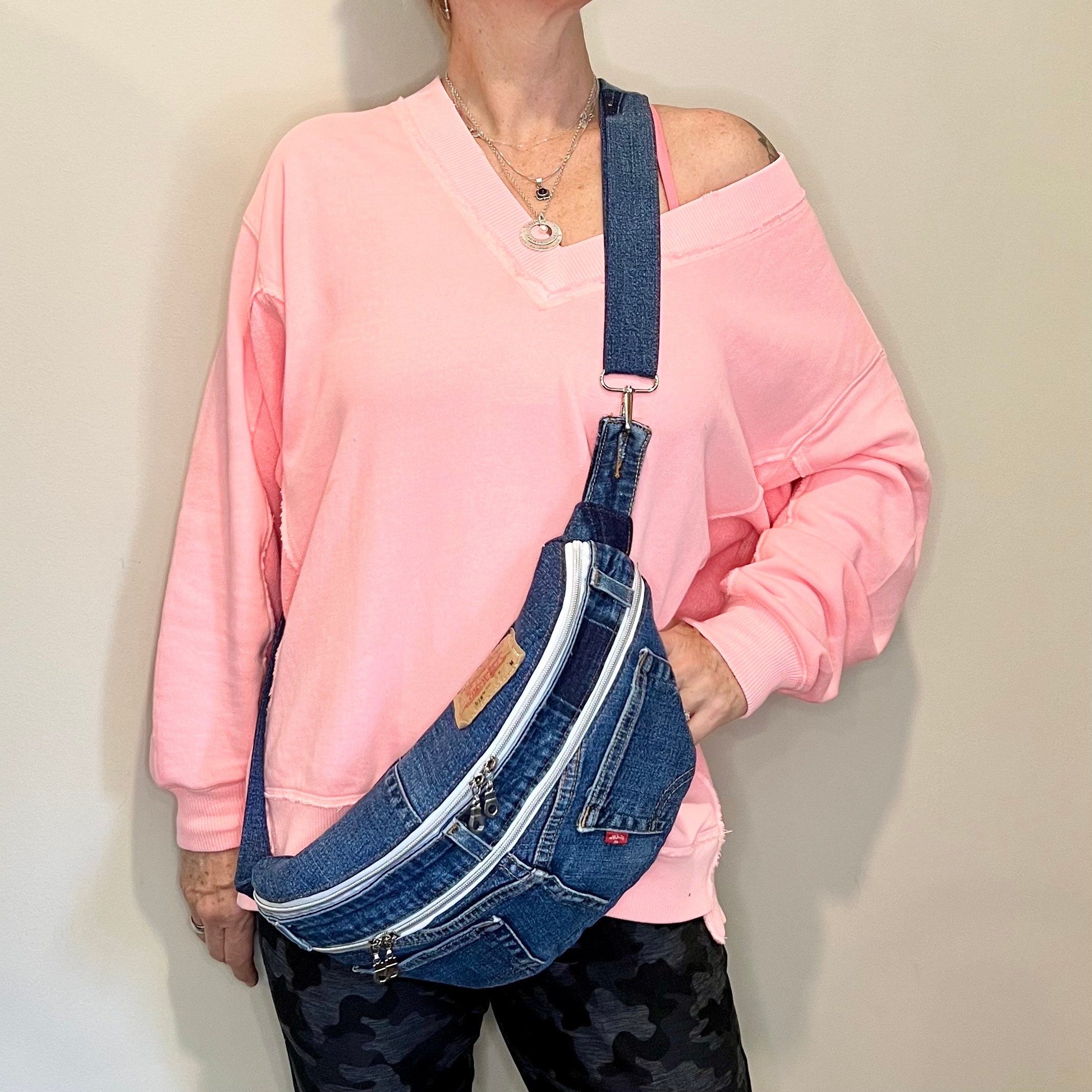 Sac banane Levis Blue Jean, achats mains libres, avec poches