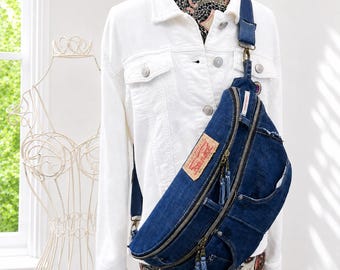 Upcycled Levi’s Sling Bag, Handmade Denim Crossbody Bag, Medium Crossbody Purse, Sustainable Jean Bag, Festival Bag, Travel Bag, One of a Ki