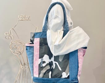 Denim Bag, Eco-Friendly Boho Bag, Denim Purse, Jean Shoulder Bag, Patchwork Jean Handbag