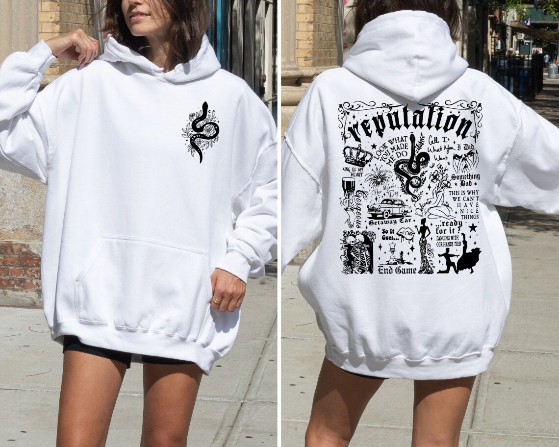 Discover Reputation Two Sided Snake Hoodie, Reputation Era Hoodie