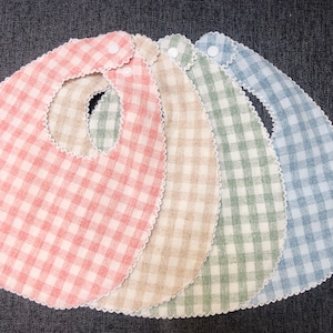 Vintage Reversible Linen Baby Bib, Cotton Picot Edge Bib For Newborn, Bib for Embroidery, Bib Blanks, Gift For Newborn Baby, Lace Bib