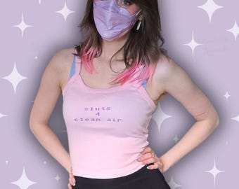 Sluts 4 Clean Air Micro Ribbed Tank Top - Clean Air Advocacy - Public Health - Covid Conscious