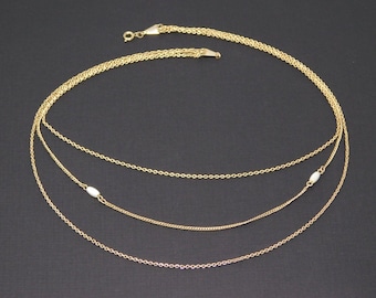 Vintage AVON Multi Strand Chain Necklace w/ MOP Accents 17.5" Long