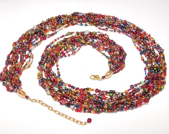 Collar vintage JOAN RIVERS de cuentas de vidrio checas de múltiples hebras con bolsa.