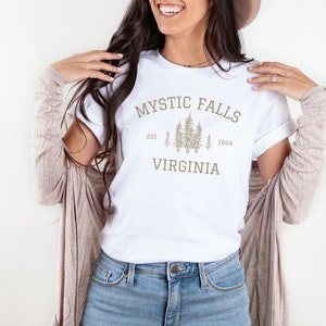 Mystic Falls Virginia Shirt, TVD Fan Gift, Vampire Fan T-shirt, Salvatore Tshirt, Stefan Shirt, Damon Tee, Forest Shirt, Tourist College Tee