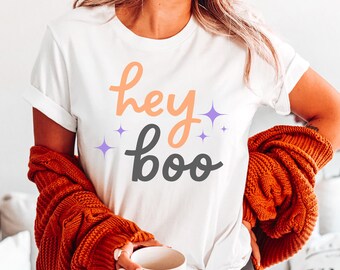 Hey Boo T-shirt, Halloween Shirt, Retro Ghost Tshirt, Spooky Season Shirt, Cute Fall Shirt, Boo Yall Tee, Autumn Shirt, Boo tshirt