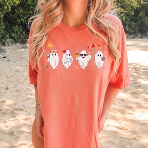 Summer Ghost Shirt, Beach Ghost Shirt, Aloha Shirt, Swimsuit Coverup, Hawaii Ghost T-shirt, Funny Ghost Tee, Cute Ghost Shirt, Vacation Tee