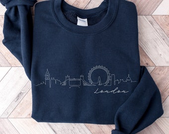 London England Skyline Sweatshirt, London Souvenir Gift, UK Sweatshirt, British Flag Shirt, United Kingdom Sweater, London Tourist Pullover