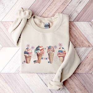 4th of July Ice Cream Sweatshirt, Vintage Fourth of July Sweater, America Sweatshirt, Patriotic Gift, USA Shirt, Red White and Blue Crewneck