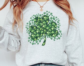 Shamrock St Patricks Day Sweatshirt, Clover St Pattys Sweater, Lucky St Paddys Sweatshirt, Cluster Shamrock Sweater, Irish Sweatshirt