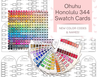 Ohuhu Honolulu 344 Swatch Cards Template, PDF Instant Digital Download, Alcohol Marker Color Palette DIY Printable Chart, New Color Codes