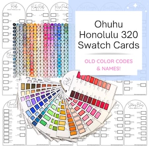Plantilla de tarjetas de muestras de color Ohuhu Honolulu 320, códigos de color antiguos, descarga instantánea en PDF, tabla de colores organizada para colorear con marcadores de alcohol (hazlo tú mismo).