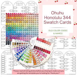 Ohuhu Honolulu 344 Swatch Cards Template, OLD Color Codes, PDF Instant Digital Download, Alcohol Marker Color Palette DIY Printable Chart