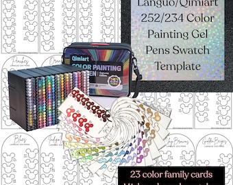 Languo 234 Farbmalerei Gelstifte Swatch Template, PDF Digital Download druckbare Tabelle, DIY organisierte Farbpalette, Färbungsvorlage