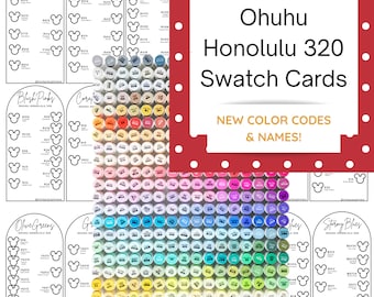 Ohuhu Honolulu 320 Set Swatch Cards Template, NEW Color Codes, PDF Printable Instant Download, Alcohol Marker Coloring DIY Color Chart
