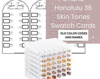 Ohuhu Honolulu 36 Hauttöne Swatch Cards Vorlage, ALTE Farbcodes, PDF Sofort-Download, Alkohol Marker Färbung DIY Organisierte Farbkarte
